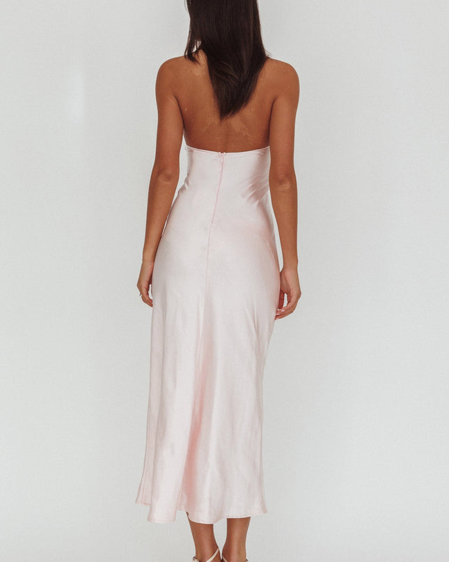 Pink Halterneck Maxi Dress