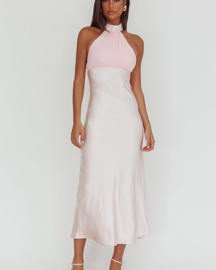 Pink Halterneck Maxi Dress