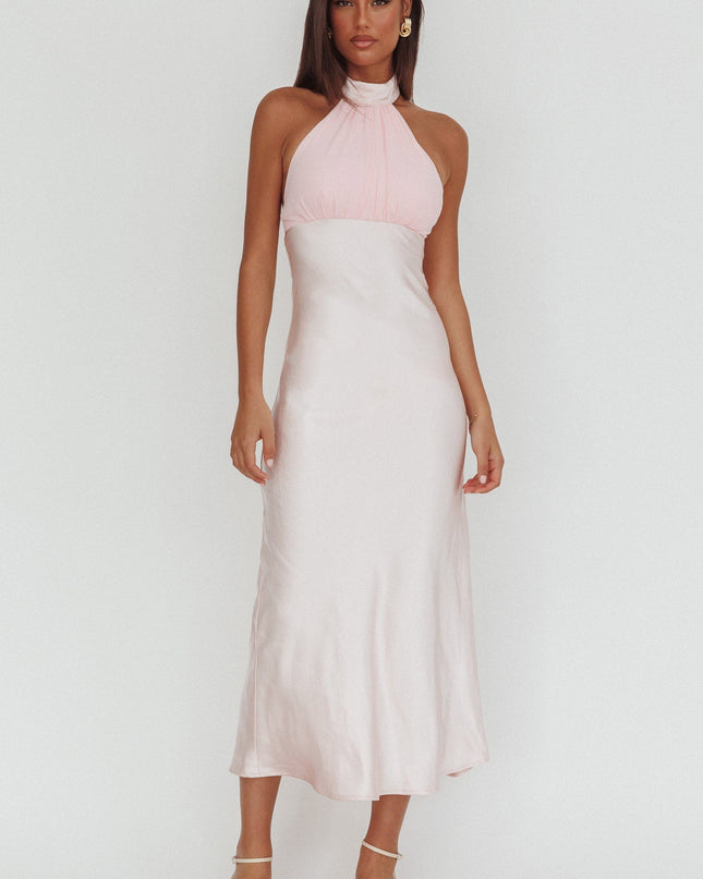 Pink Halterneck Maxi Dress