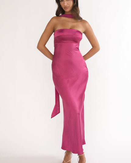 Burgundy Detachable Shoulder Maxi Dress