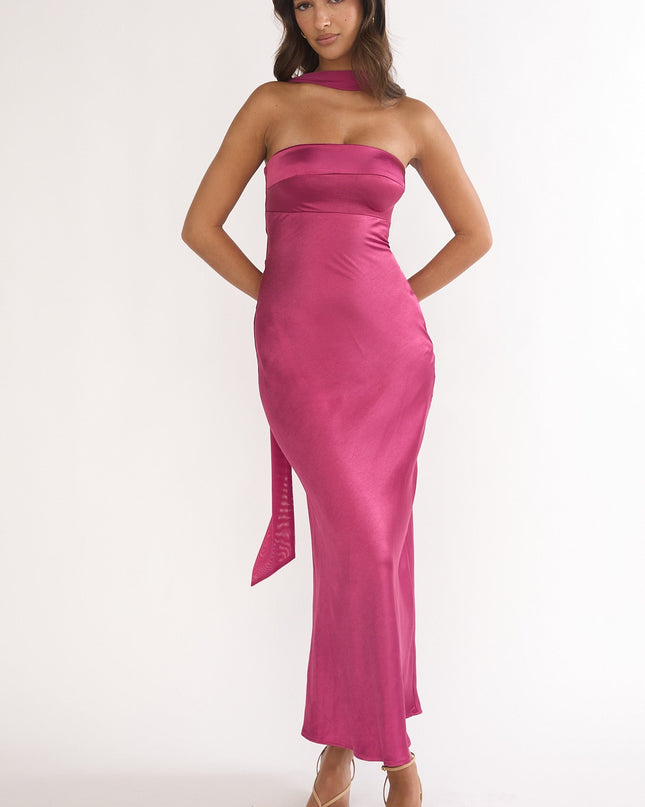 Burgundy Detachable Shoulder Maxi Dress