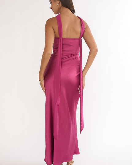 Burgundy Detachable Shoulder Maxi Dress