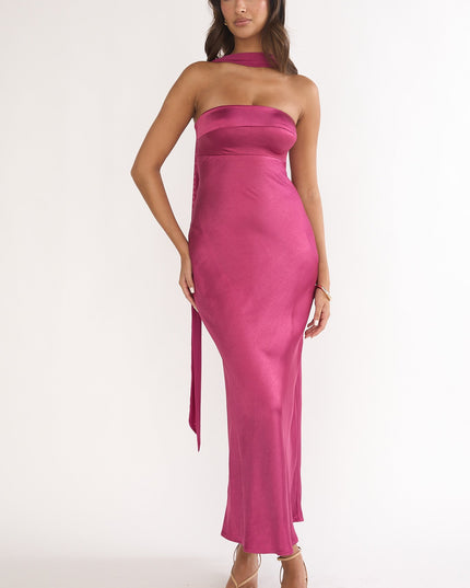 Burgundy Detachable Shoulder Maxi Dress