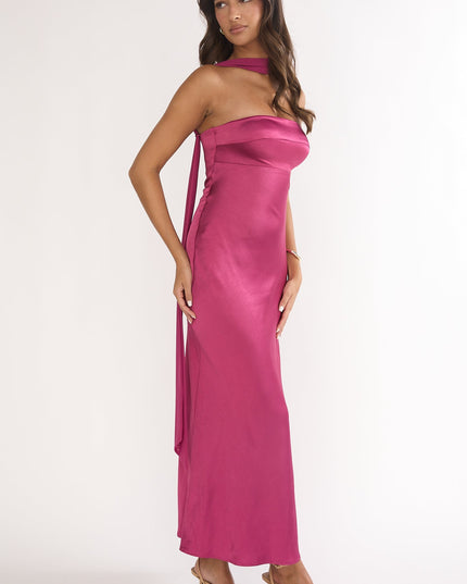 Burgundy Detachable Shoulder Maxi Dress