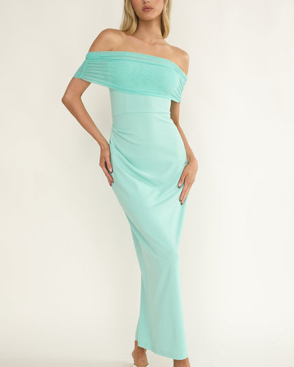 Mint Off-Shoulder Maxi Dress