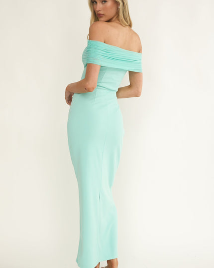 Mint Off-Shoulder Maxi Dress