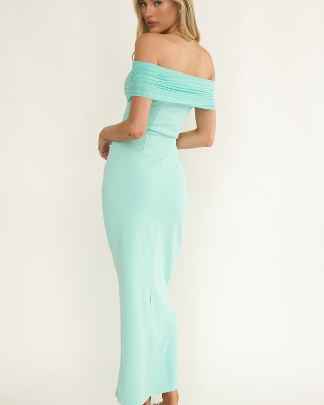 Mint Off-Shoulder Maxi Dress