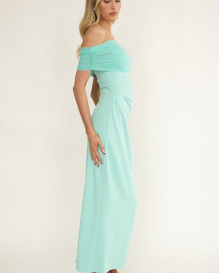 Mint Off-Shoulder Maxi Dress