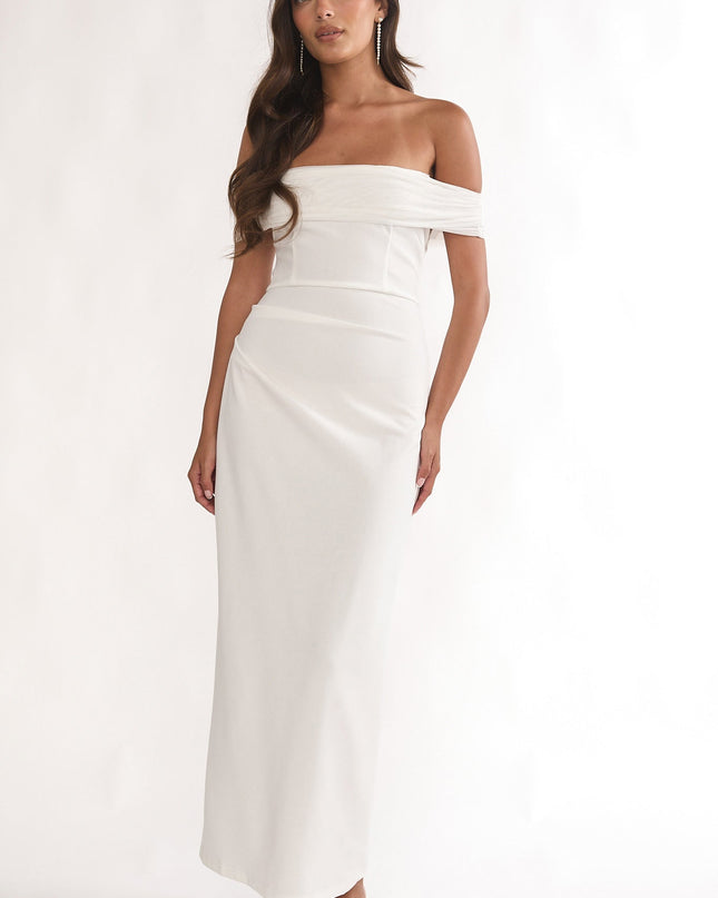 White Off-Shoulder Maxi Dress