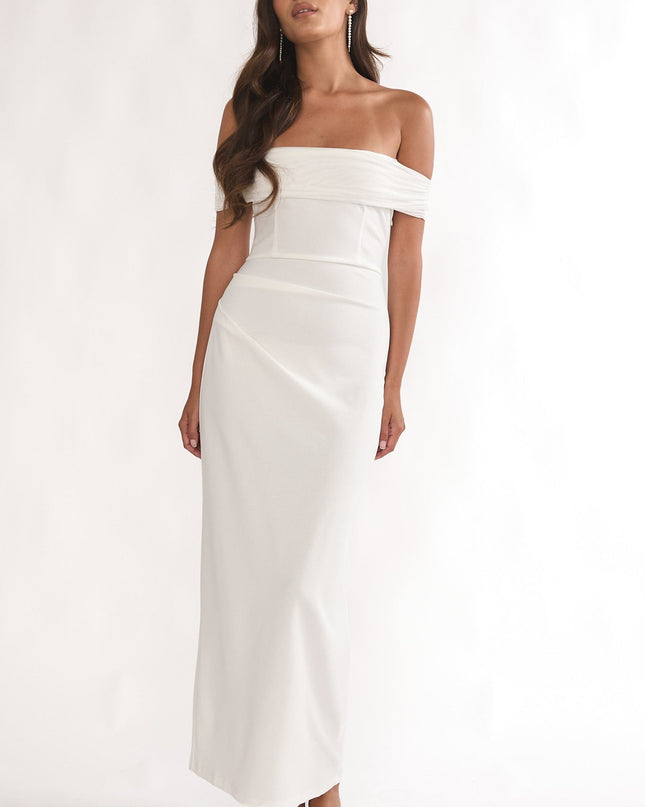 White Off-Shoulder Maxi Dress