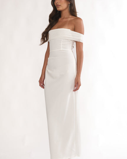 White Off-Shoulder Maxi Dress
