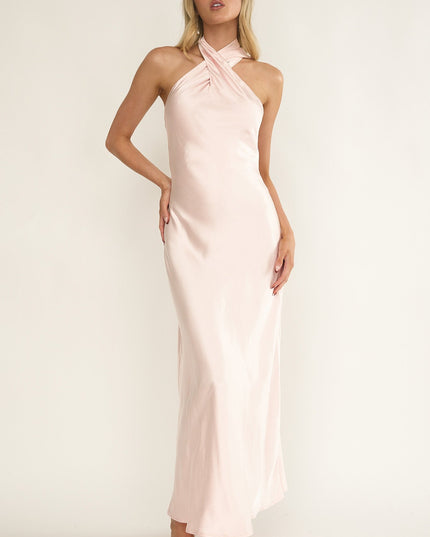 Pink Halterneck Maxi Dress