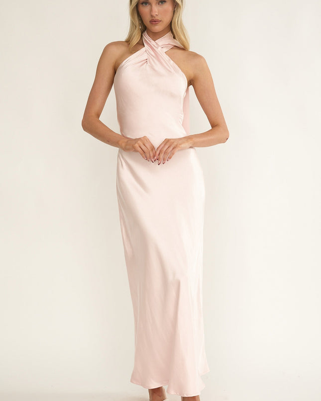 Pink Halterneck Maxi Dress