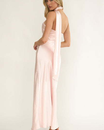 Pink Halterneck Maxi Dress