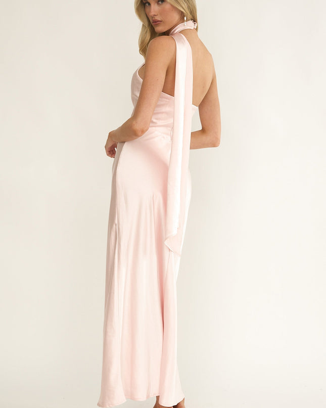 Pink Halterneck Maxi Dress