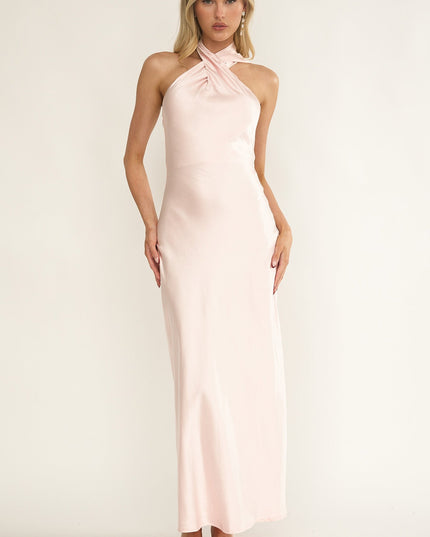 Pink Halterneck Maxi Dress