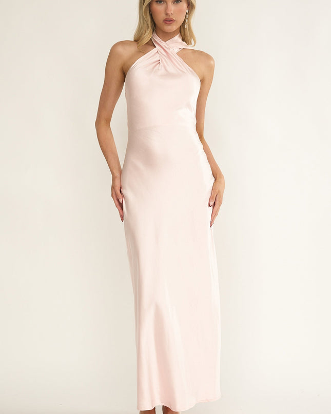 Pink Halterneck Maxi Dress