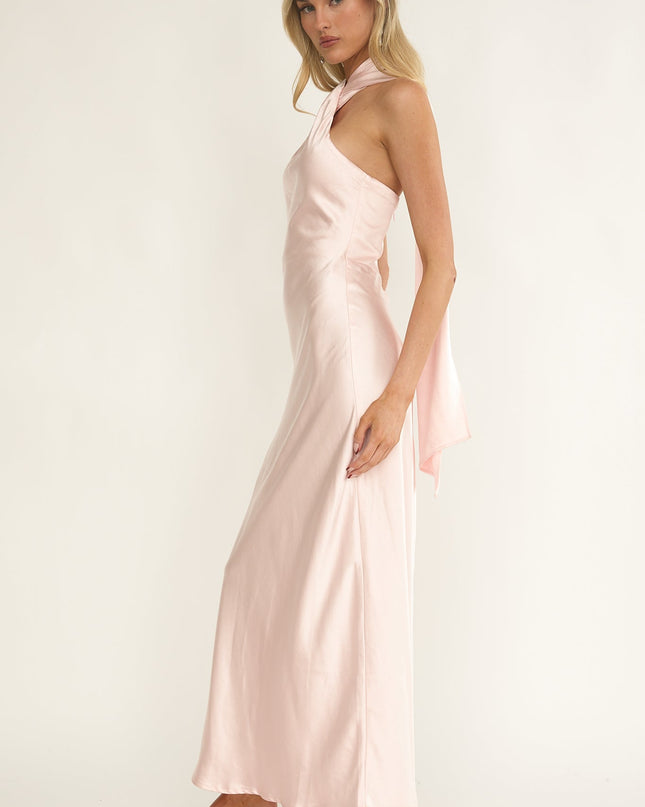 Pink Halterneck Maxi Dress