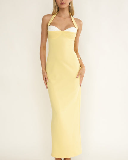 Lemon Halter Bustier Maxi Dress