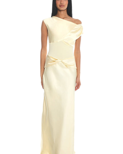 Butter Mesh Waist Cap Sleeve Maxi Dress