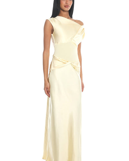 Butter Mesh Waist Cap Sleeve Maxi Dress