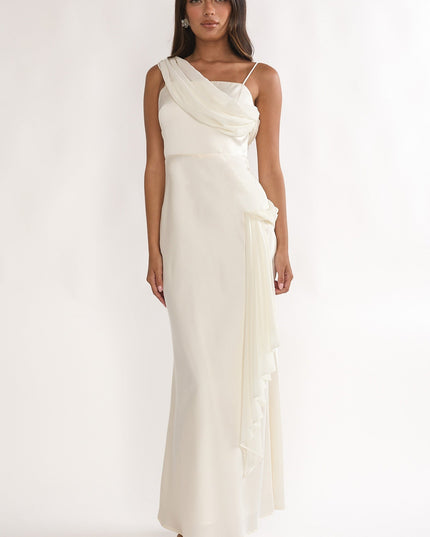 Oyster Drape Accent Maxi Dress