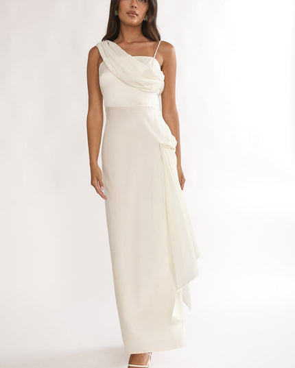 Oyster Drape Accent Maxi Dress