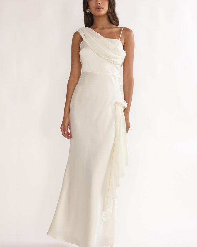 Oyster Drape Accent Maxi Dress