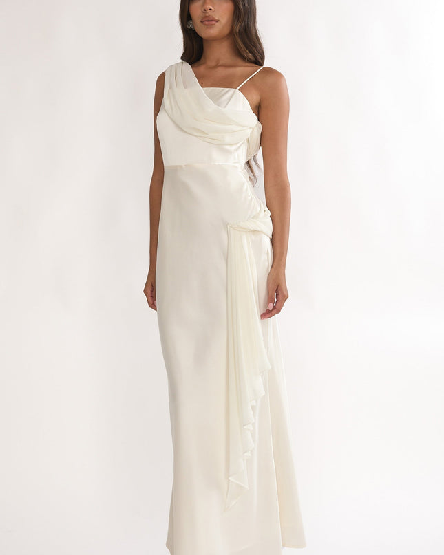Oyster Drape Accent Maxi Dress