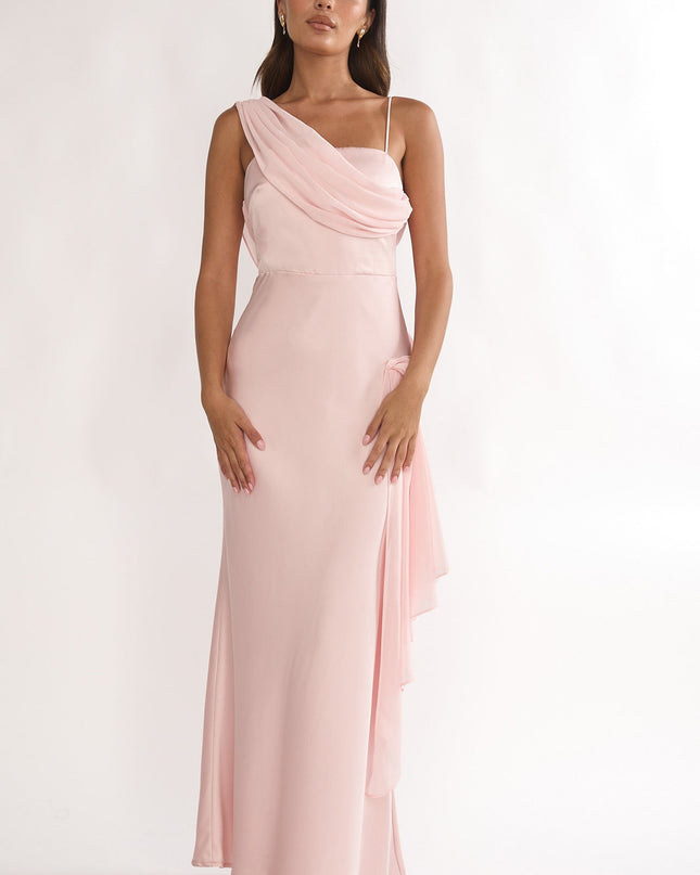 Pink Drape Accent Maxi Dress