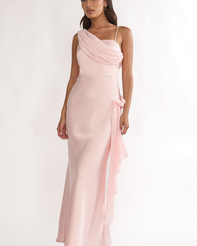 Pink Drape Accent Maxi Dress