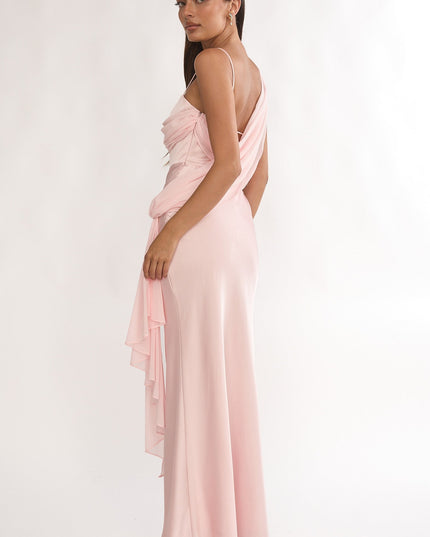 Pink Drape Accent Maxi Dress