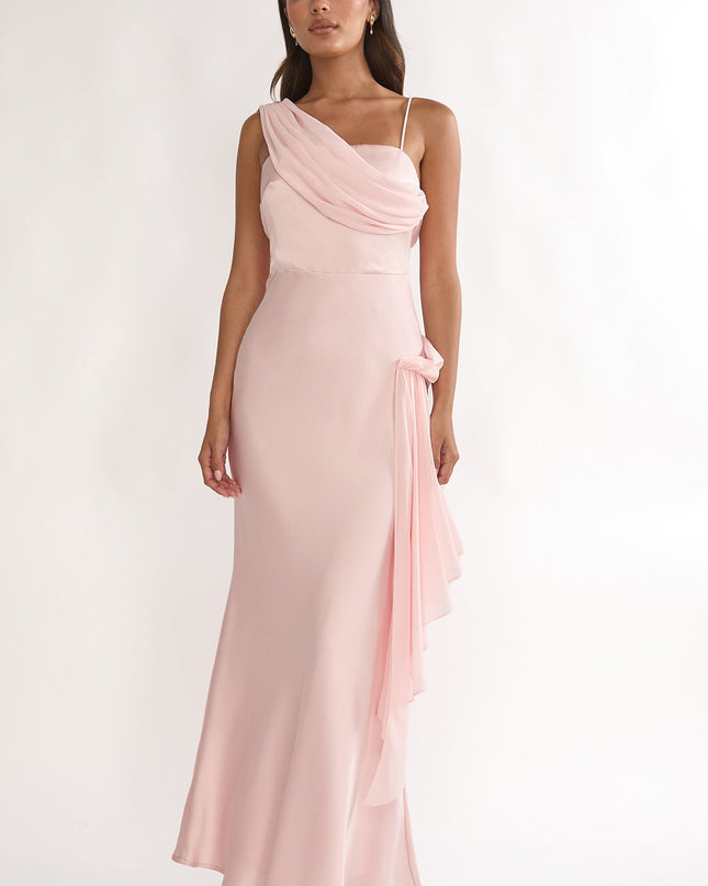 Pink Drape Accent Maxi Dress
