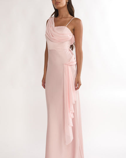 Pink Drape Accent Maxi Dress