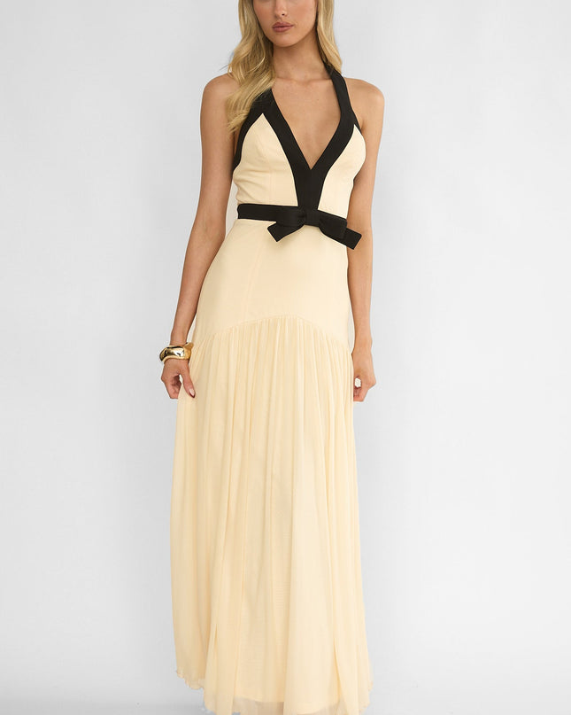 Butter Halter Bow Maxi Dress