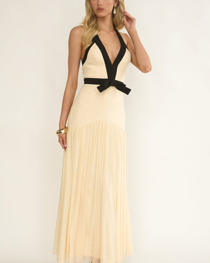 Butter Halter Bow Maxi Dress