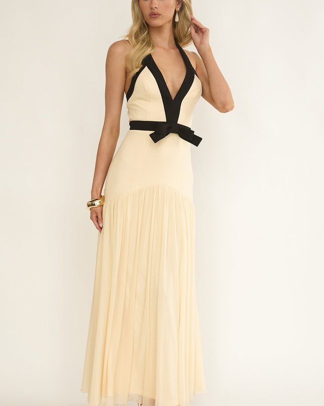 Butter Halter Bow Maxi Dress