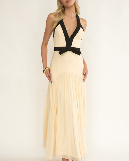 Butter Halter Bow Maxi Dress