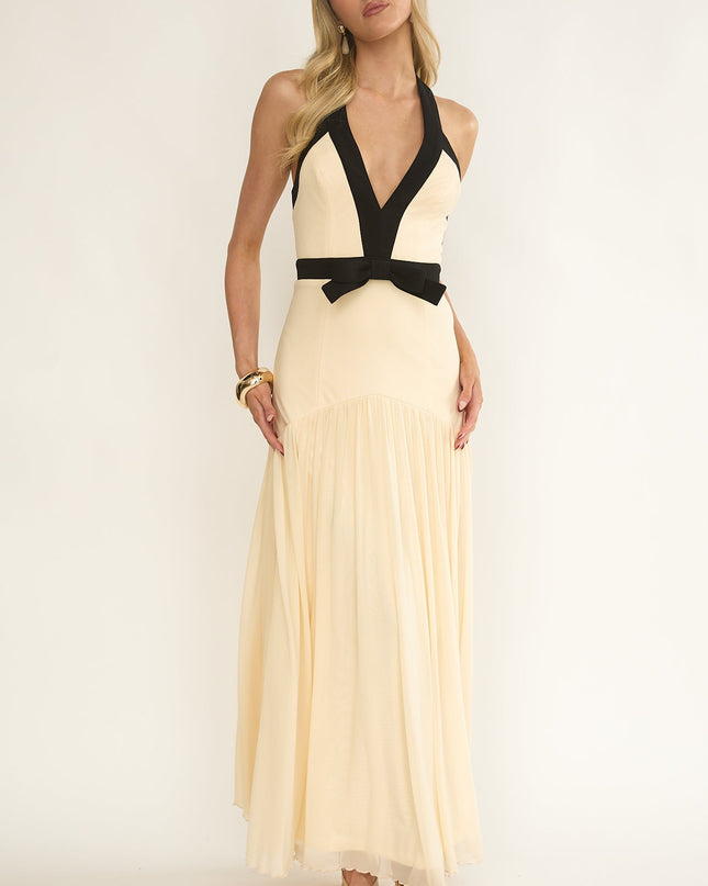 Butter Halter Bow Maxi Dress