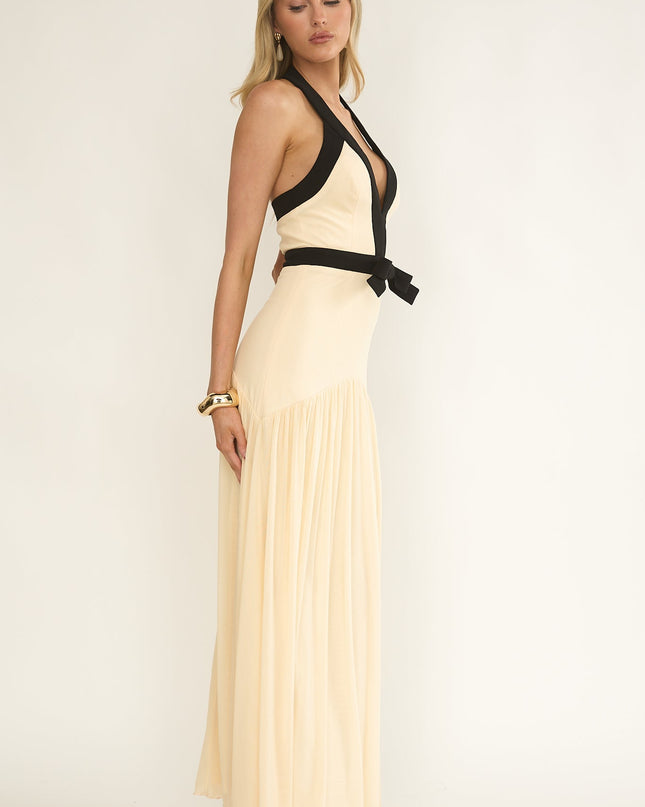 Butter Halter Bow Maxi Dress