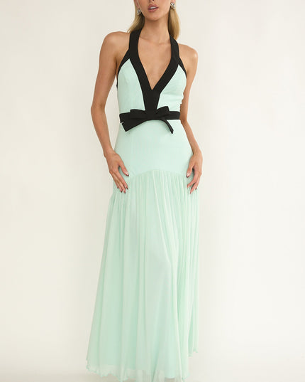 Mint Halter Bow Maxi Dress