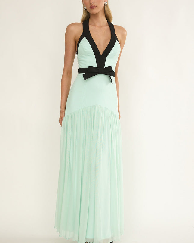 Mint Halter Bow Maxi Dress