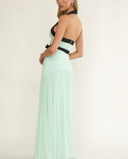 Mint Halter Bow Maxi Dress