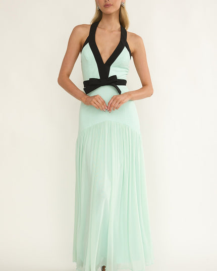 Mint Halter Bow Maxi Dress