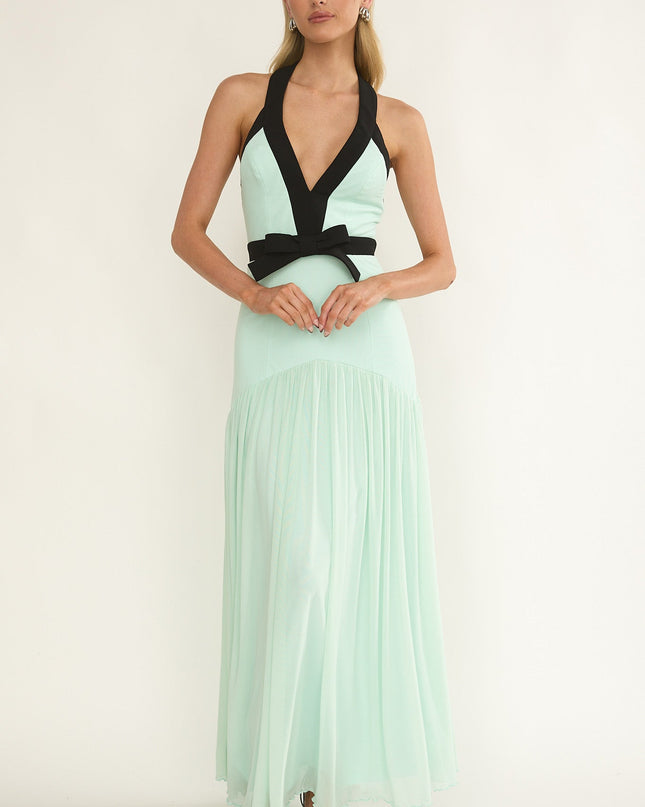 Mint Halter Bow Maxi Dress