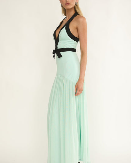 Mint Halter Bow Maxi Dress