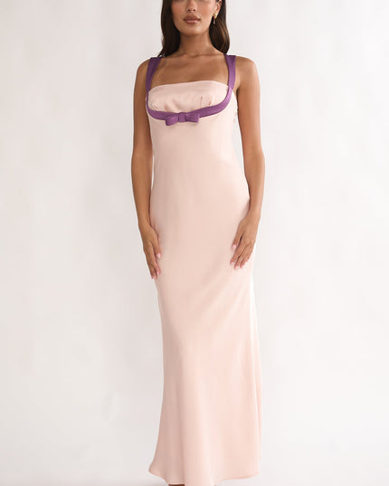 Pink Bow Bust Maxi Dress
