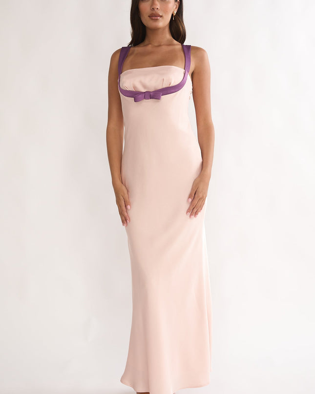 Pink Bow Bust Maxi Dress