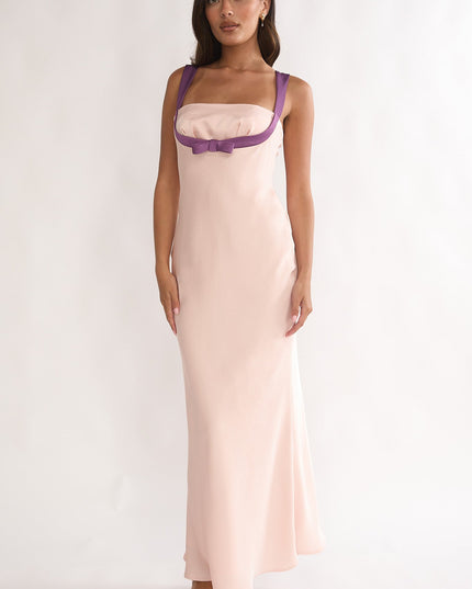 Pink Bow Bust Maxi Dress
