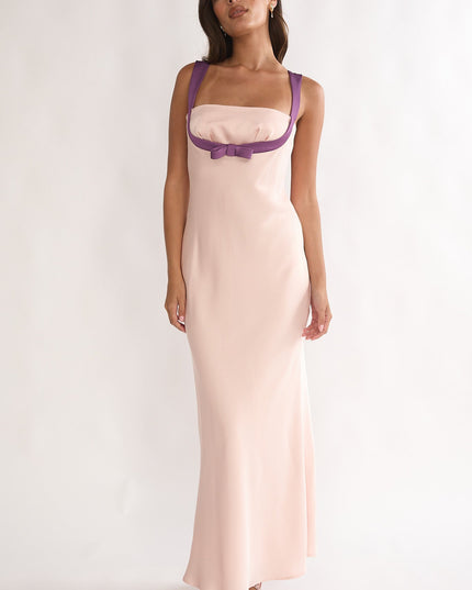 Pink Bow Bust Maxi Dress